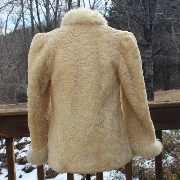 VTG FUR COAT Virgin Lamb Shearling Body-Mongolian Lamb Fur Collar & Cuffs 1980s - Picture 3 of 10